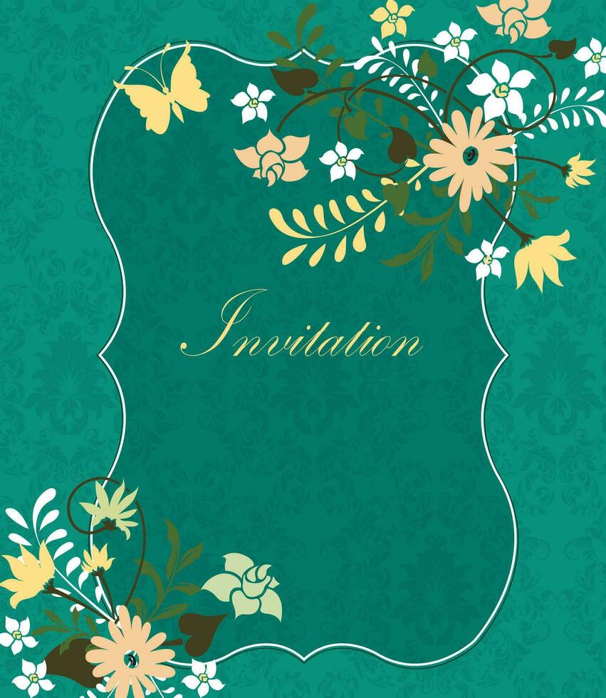 wijnoogst uitnodiging kaart met overladen elegant retro abstract bloemen ontwerp vector