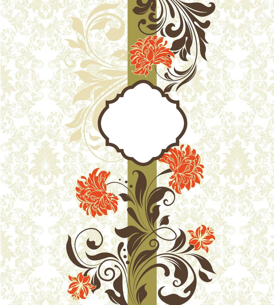 wijnoogst uitnodiging kaart met overladen elegant retro abstract bloemen ontwerp vector