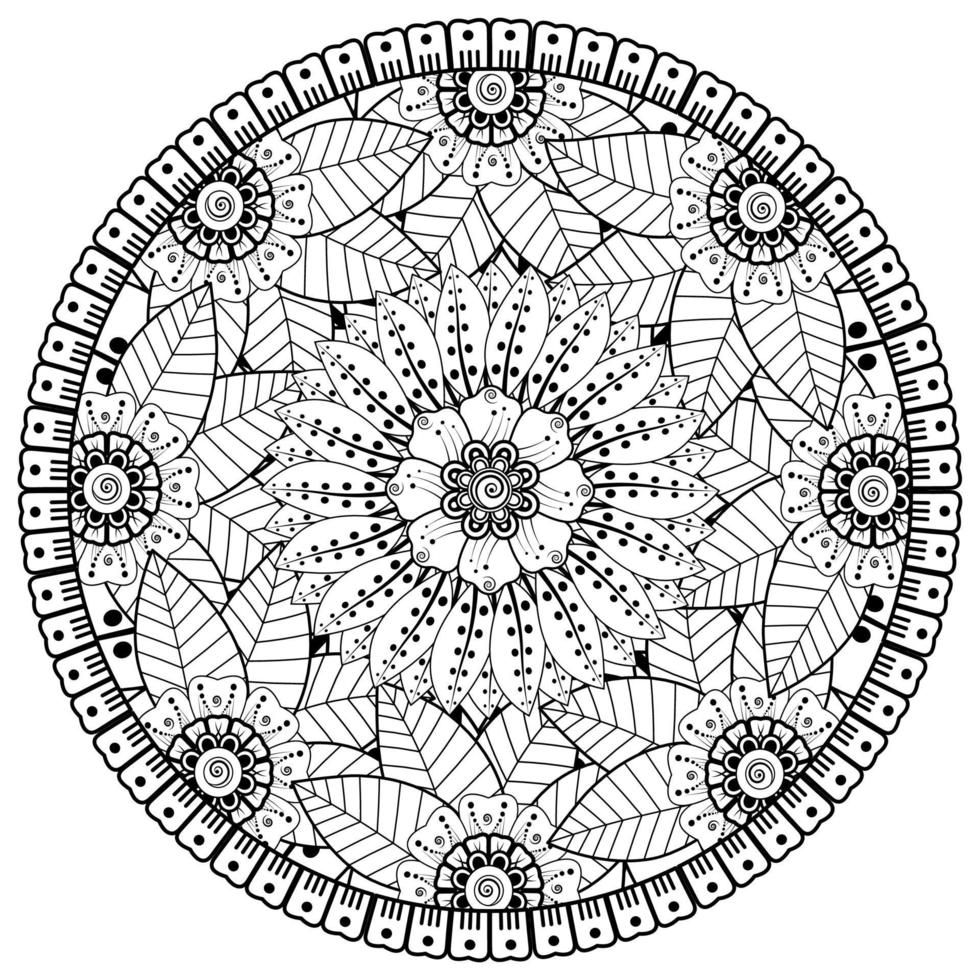 cirkelvormig patroon in de vorm van mandala met bloem voor henna, mehndi, tatoeage, decoratie. vector