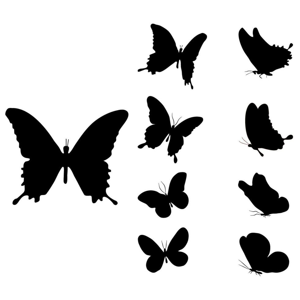 vlinder silhouet set, ontwerp Aan transponeren achtergrond vector