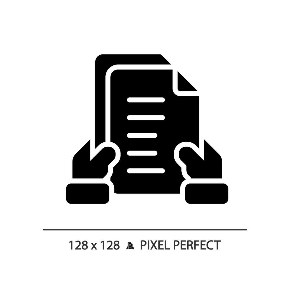 2d pixel perfect glyph stijl voorstel brief icoon, geïsoleerd vector, silhouet document illustratie vector