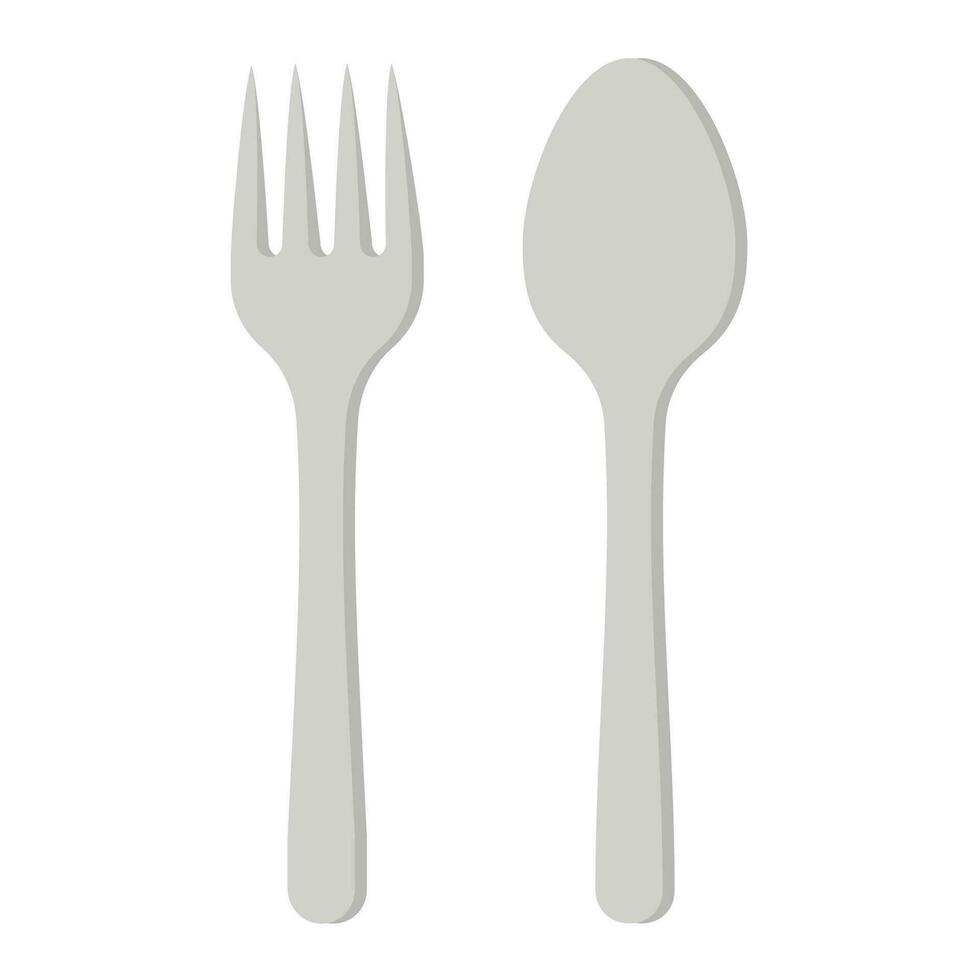 een lepel en een vork in vlak stijl geïsoleerd Aan wit achtergrond. vector