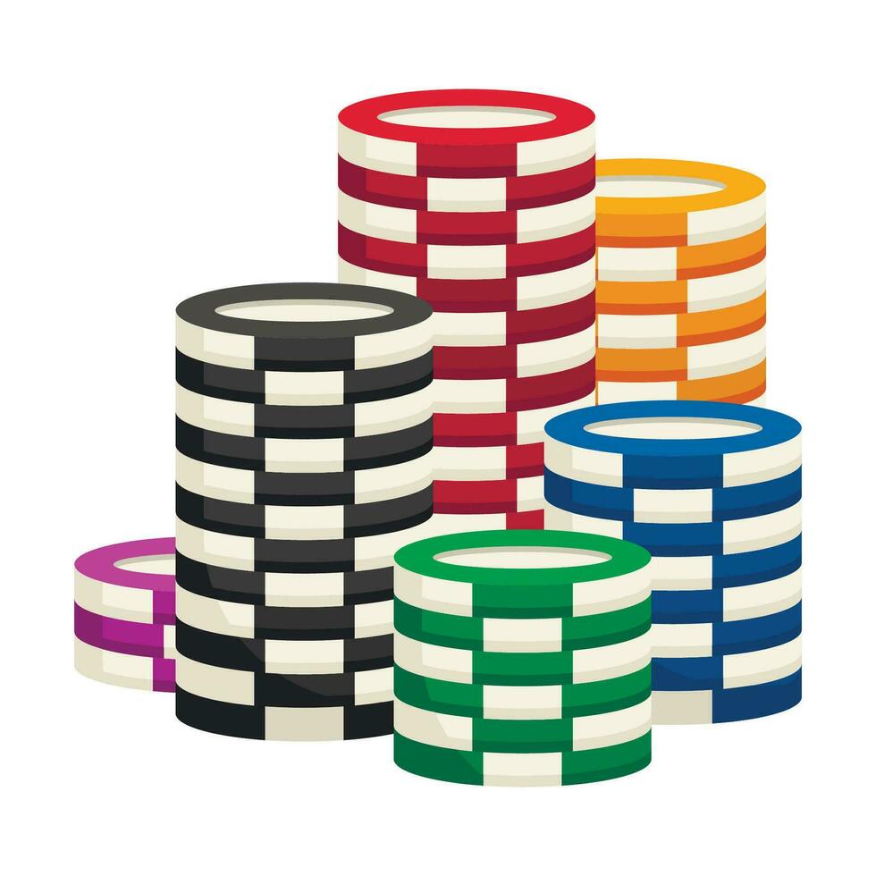 stack chips casino geïsoleerd Aan een wit achtergrond. vector illustratie