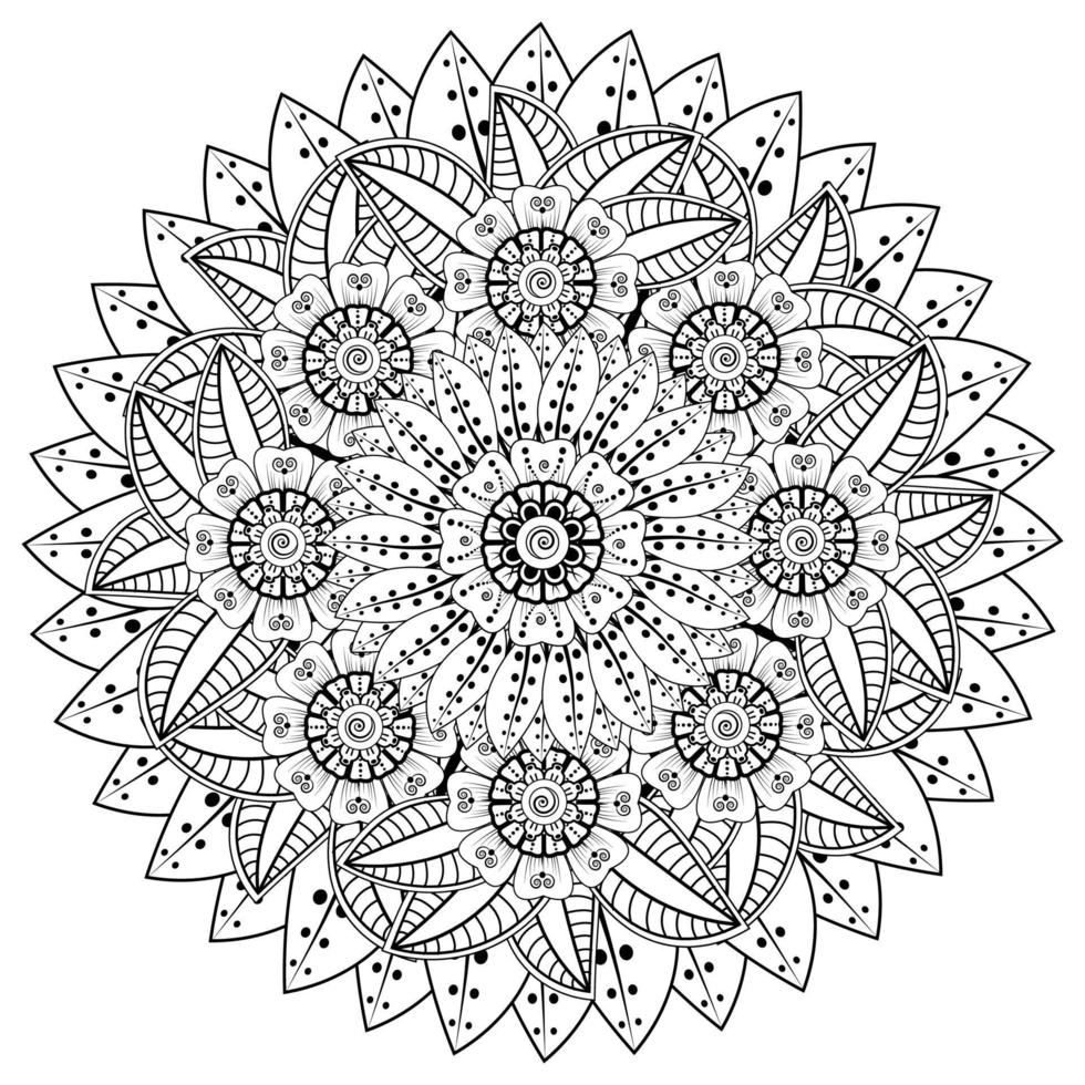 mehndi bloem decoratief ornament in etnische oosterse stijl, doodle sieraad, schets hand tekenen. kleurboek pagina. vector