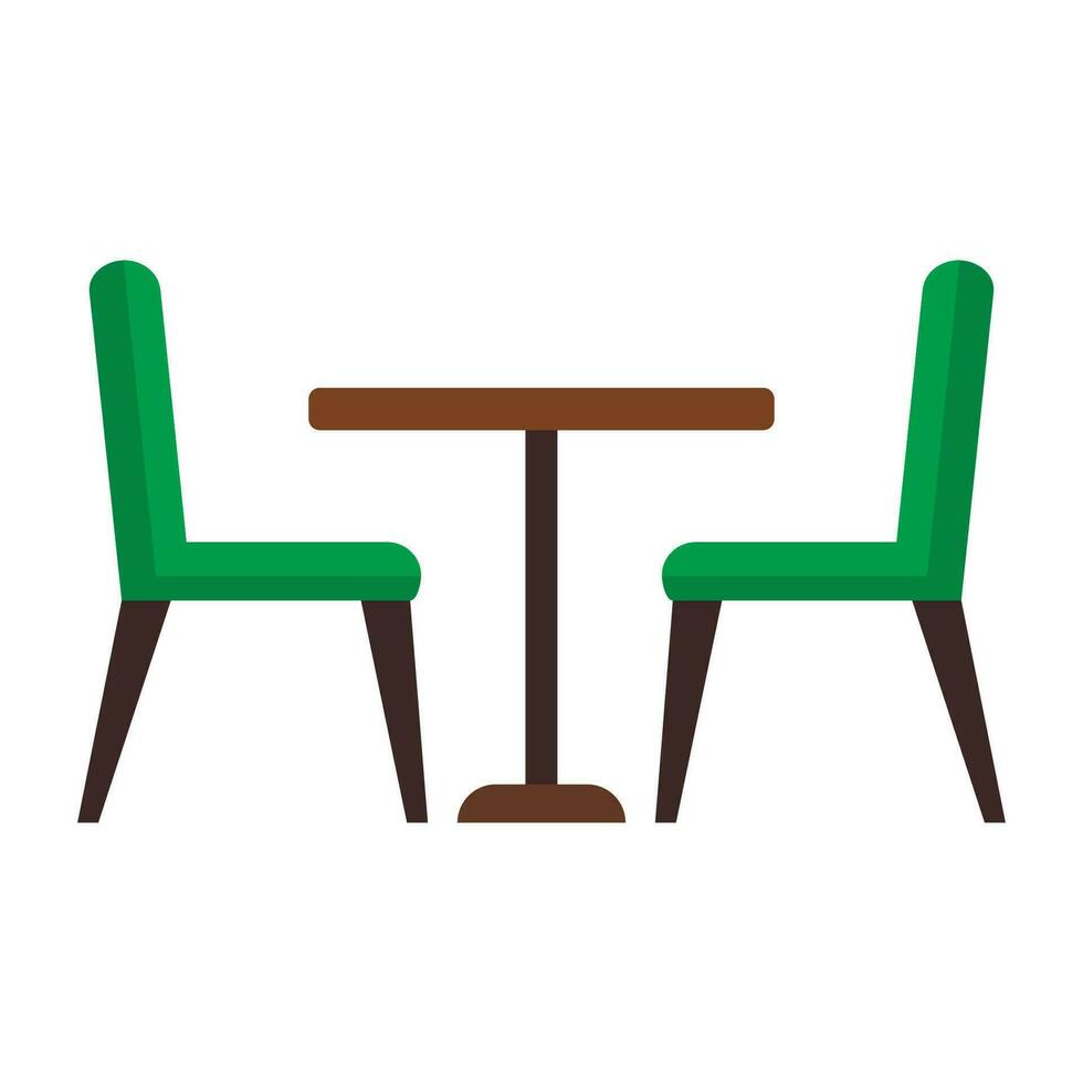 dining tafel en stoelen voor twee mensen. vector illustratie in vlak stijl geïsoleerd Aan wit achtergrond