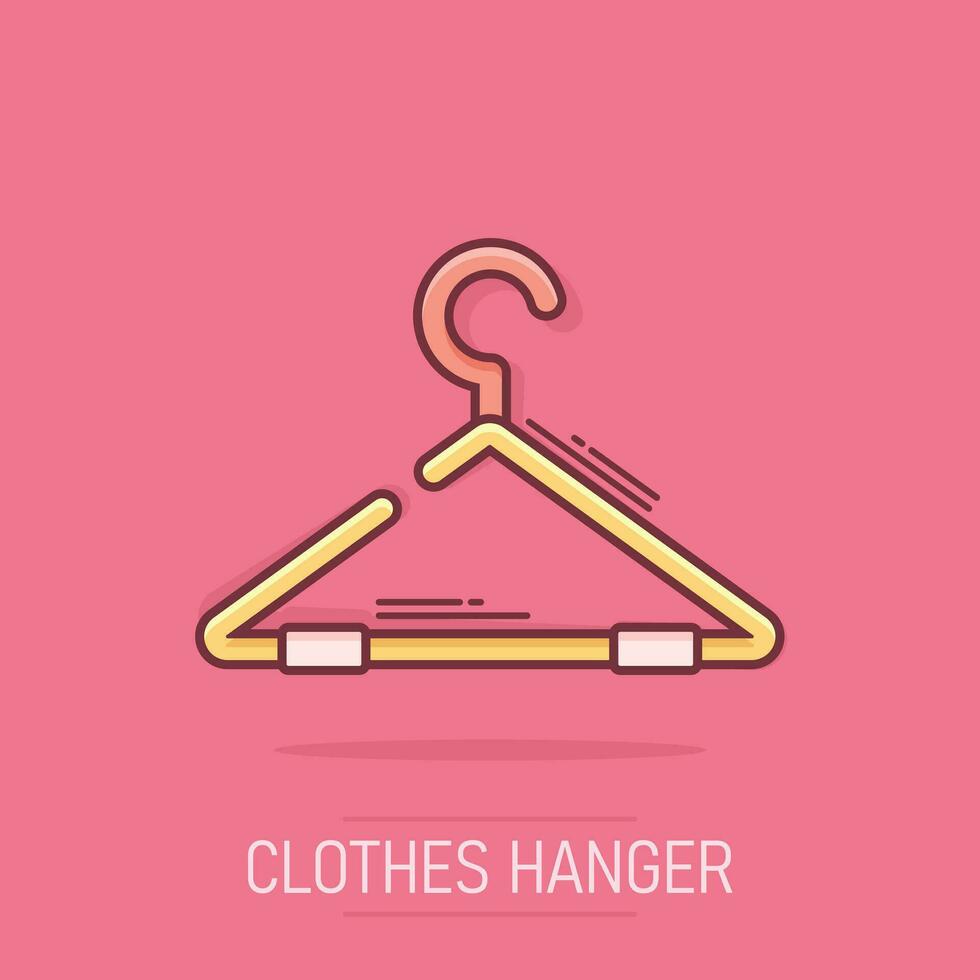 vector tekenfilm hanger icoon in grappig stijl. garderobe hander teken illustratie pictogram. hanger bedrijf plons effect concept.