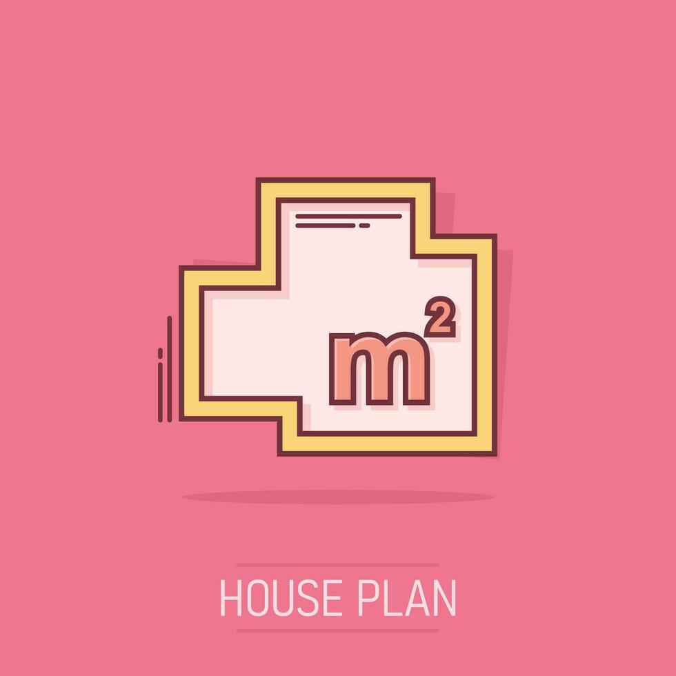 vector tekenfilm huis plan icoon in grappig stijl. architect regeling teken illustratie pictogram. huis regeling bedrijf plons effect concept.