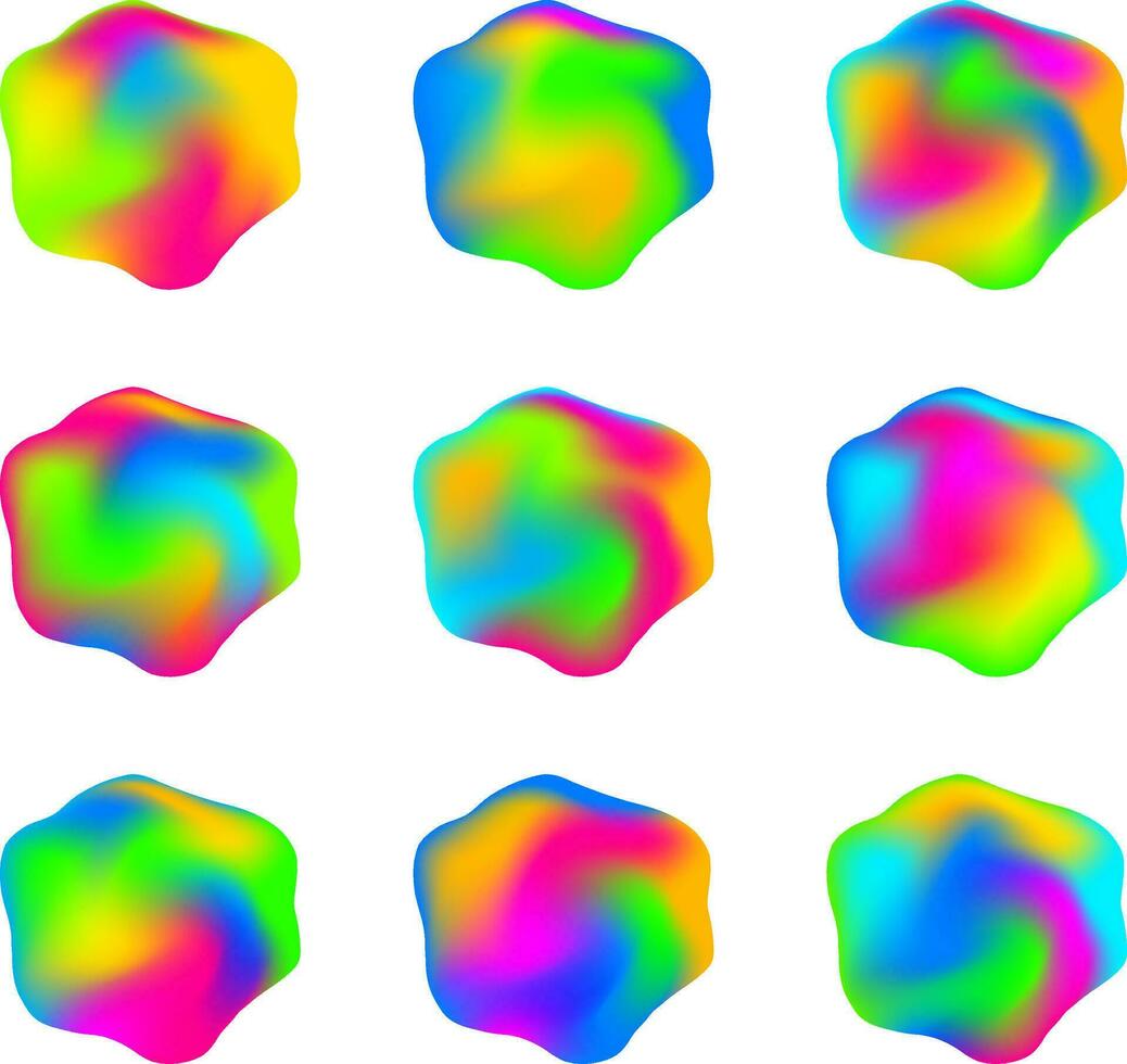 vormloos fluorescerend regenboog gelei Leuk vinden druppels ontwerp elementen reeks vector