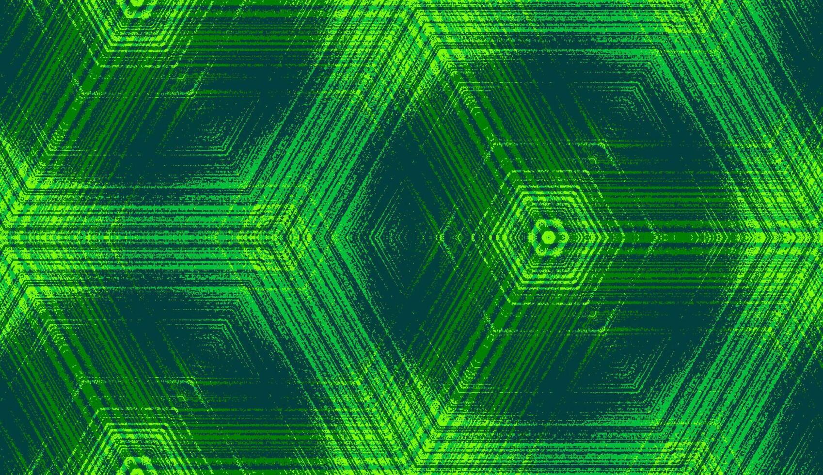 naadloos zeshoek concentrisch getextureerde patroon in chartreuse, smaragd, jade, limoen groen kleuren. symmetrisch abstract meetkundig ornament voor behang achtergrond ontwerp, textiel afdrukken, inpakken. vector