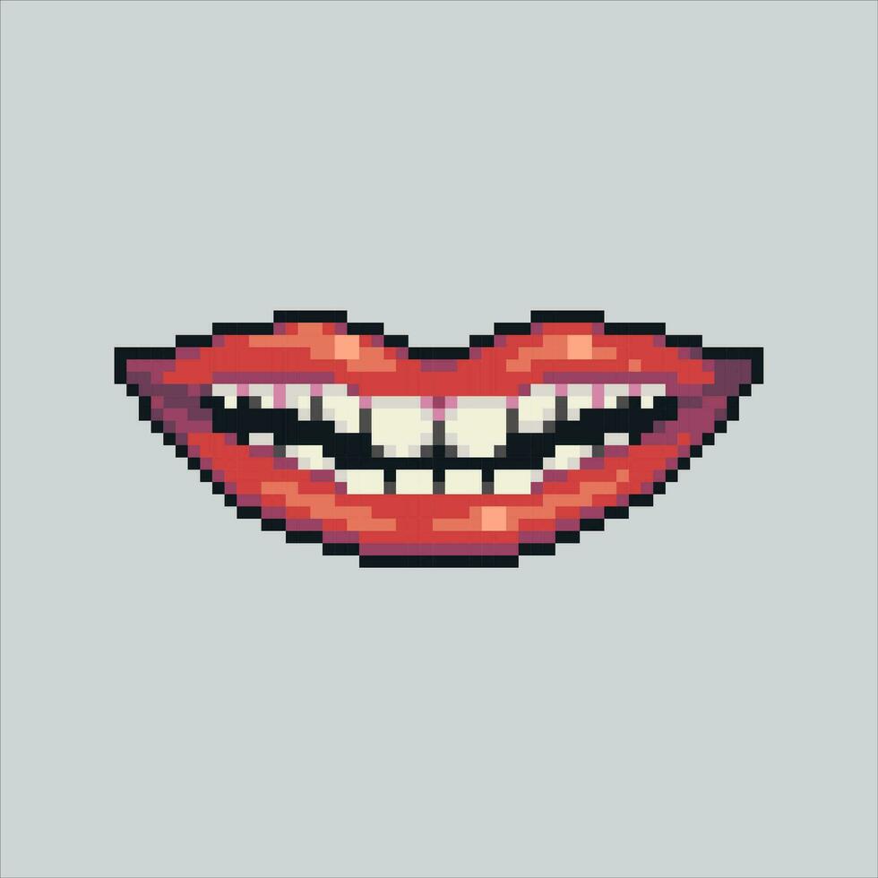 pixel kunst illustratie lippen tanden. korrelig tand. lippen tanden sexy vrouw korrelig voor de pixel kunst spel en icoon voor website en video spel. oud school- retro. vector