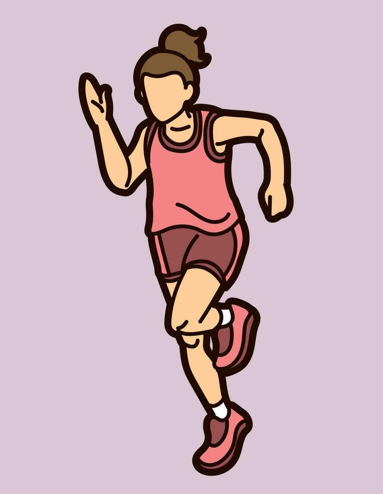 een meisje rennen actie beweging tekenfilm sport grafisch vector