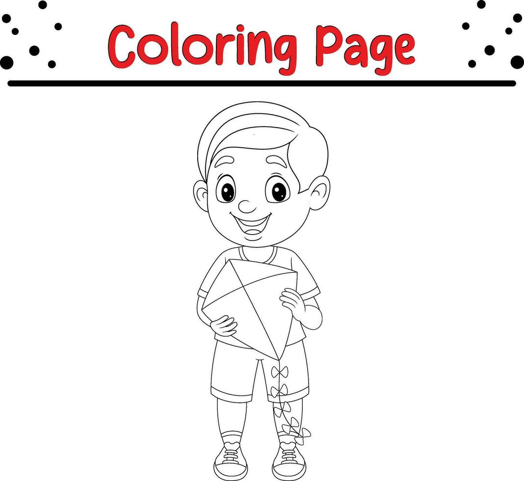 jongen Holding vlieger kleur bladzijde vector