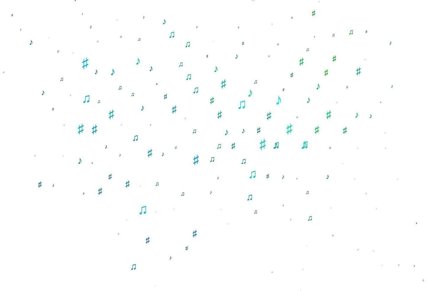 lichtblauwe, groene vectorachtergrond met muzieknota's. vector