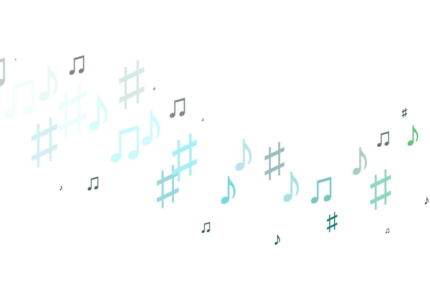 lichtblauwe, groene vectorachtergrond met muzieknota's. vector
