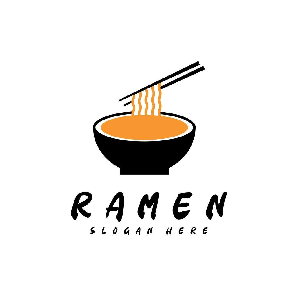 ramen noodle logo wijnoogst vector illustratie ontwerp, Japans noodle voedsel, traditioneel voedsel