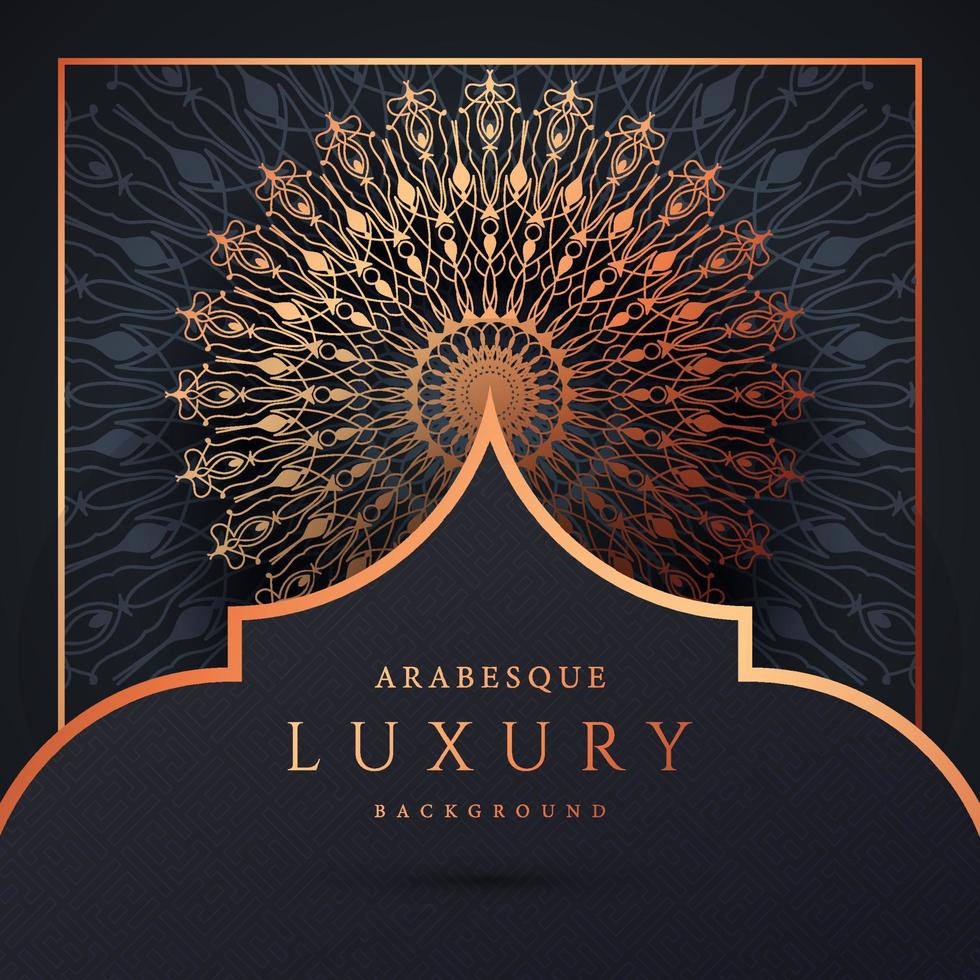 luxe mandala achtergrond met gouden arabesque patroon gouden kleur. sieraad elegante uitnodiging trouwkaart, uitnodigen, arabesk patroon, islamitisch, achtergrond dekking banner illustratie vector ontwerp