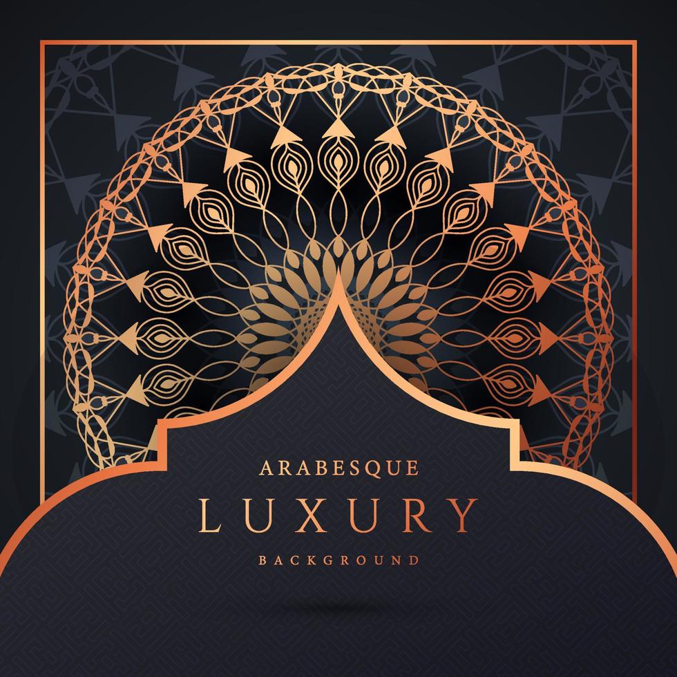 luxe mandala achtergrond met gouden arabesque patroon gouden kleur. sieraad elegante uitnodiging trouwkaart, uitnodigen, arabesk patroon, islamitisch, achtergrond dekking banner illustratie vector ontwerp