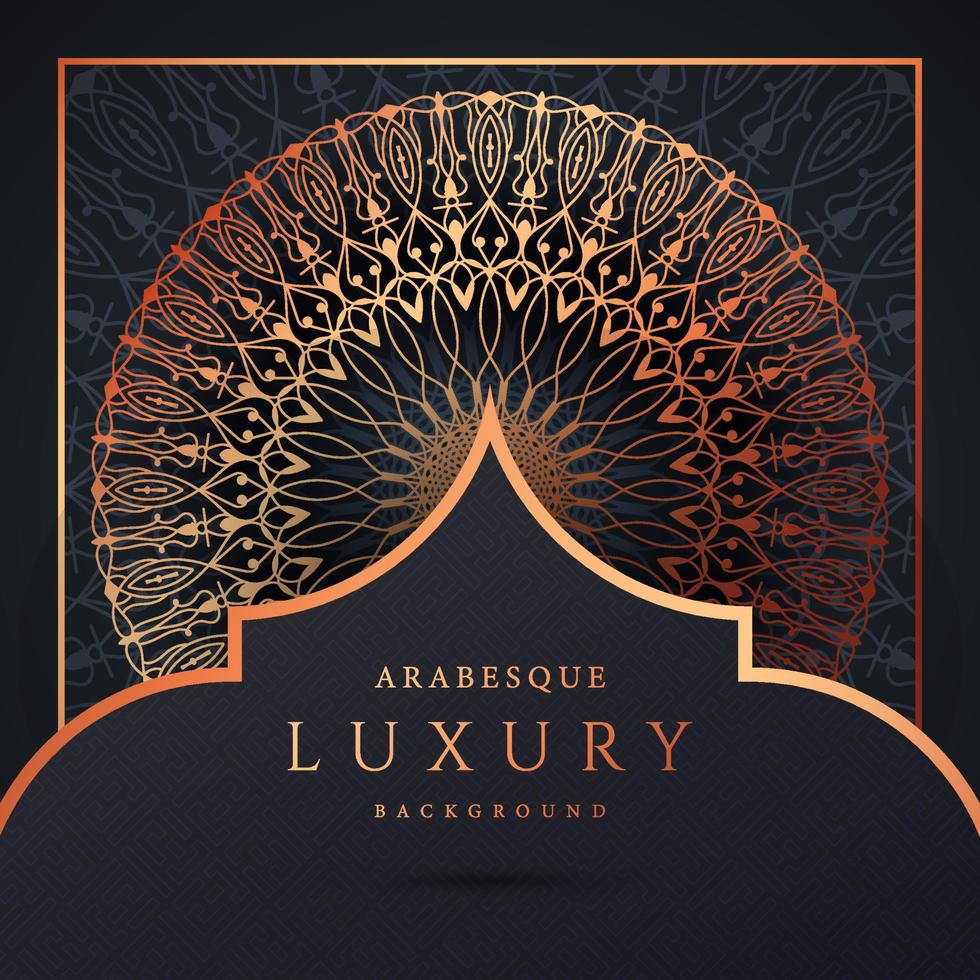 luxe mandala achtergrond met gouden arabesque patroon gouden kleur. sieraad elegante uitnodiging trouwkaart, uitnodigen, arabesk patroon, islamitisch, achtergrond dekking banner illustratie vector ontwerp