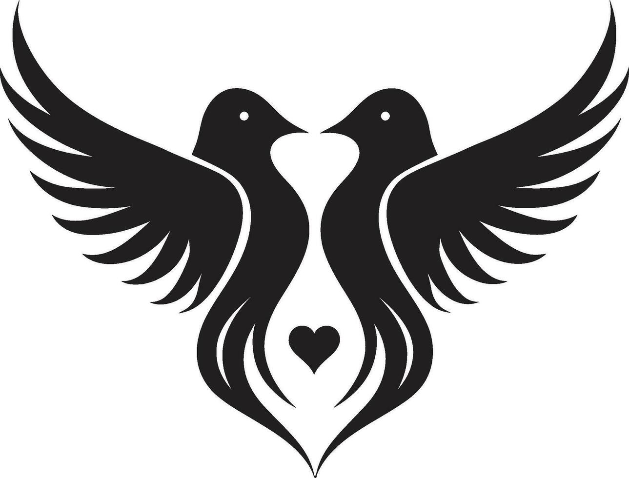 aanbiddend Vleugels vector liefde duo ontwerp fluisteren toewijding creatief vogel paar- logo