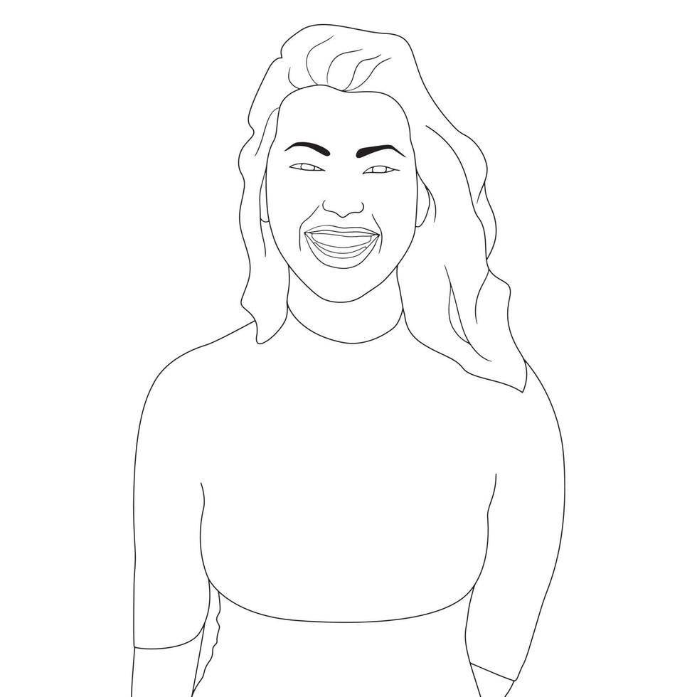 kleurplaat - hand getrokken schets tekening van gelukkige vrouwen op witte achtergrond. vector