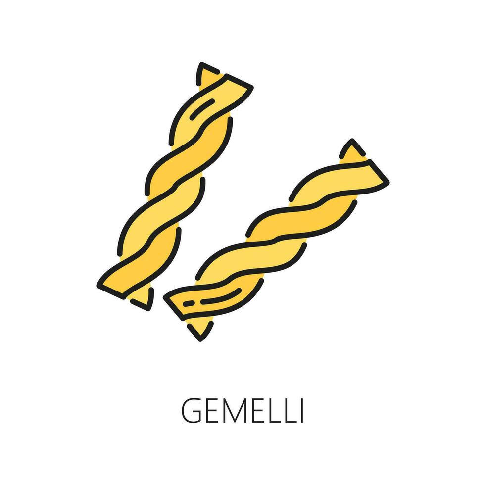 gemelli spiraal pasta type geïsoleerd schets icoon vector