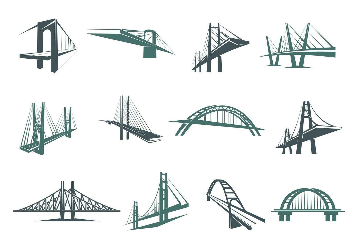 brug pictogrammen, weg viaduct constructies vector