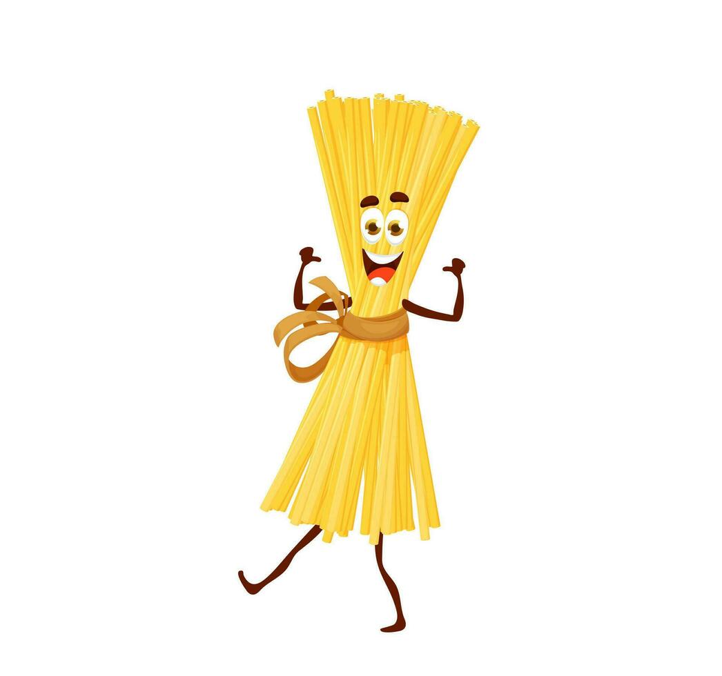 tekenfilm spaghetti pasta, Italiaans voedsel personage vector