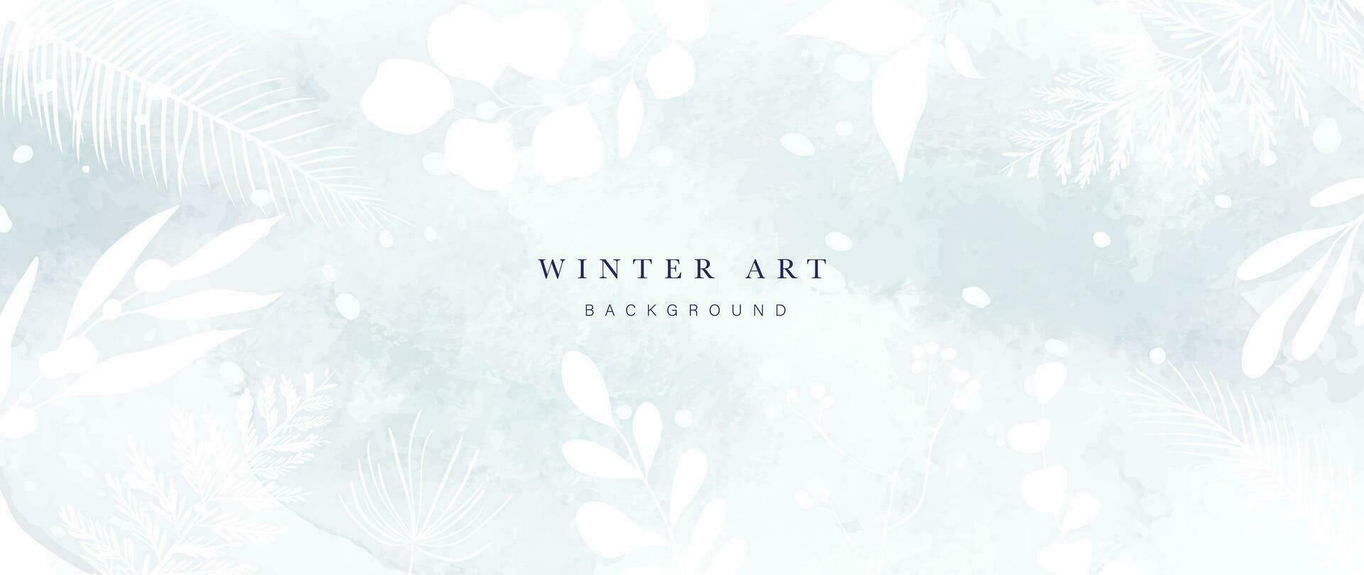 winter botanisch waterverf blad takken achtergrond vector illustratie. hand- geschilderd waterverf gebladerte, pijnboom bladeren, hulst takje, eucalyptus. ontwerp voor poster, behang, banier, kaart, decoratie.