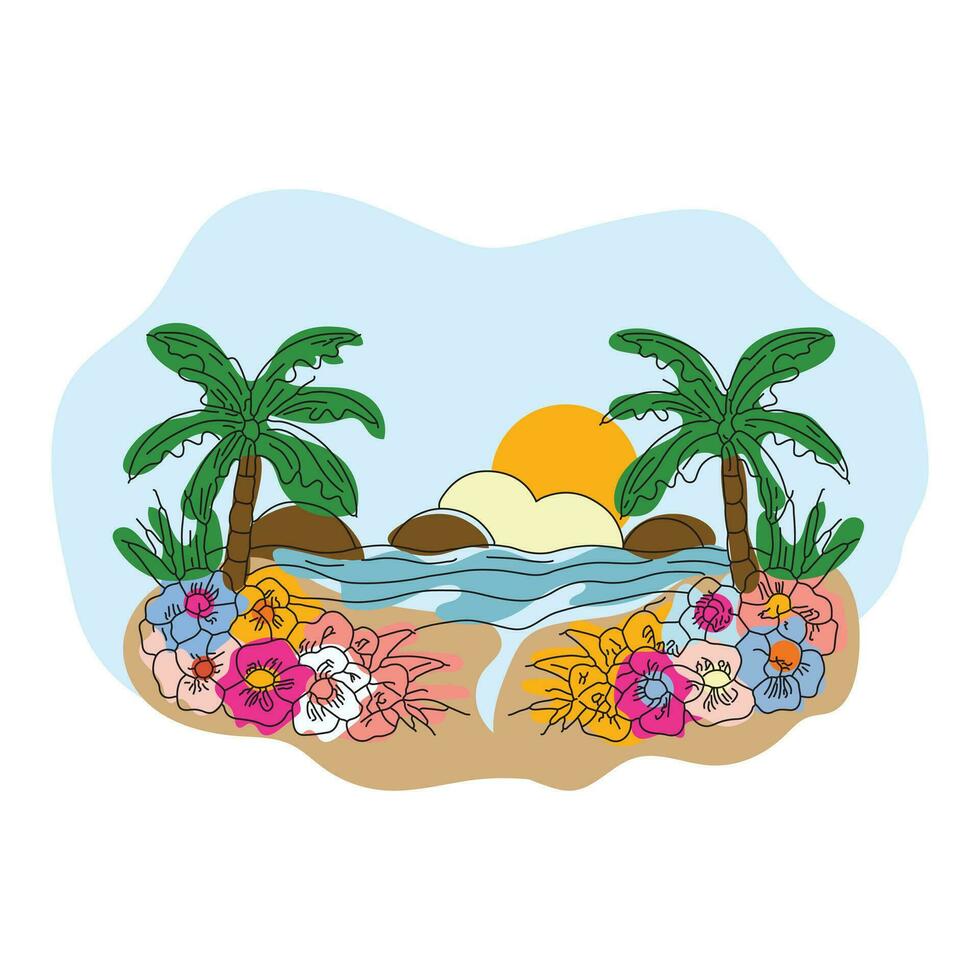 natuurlijk zomer zee strand illustratie achtergrond sjabloon vector