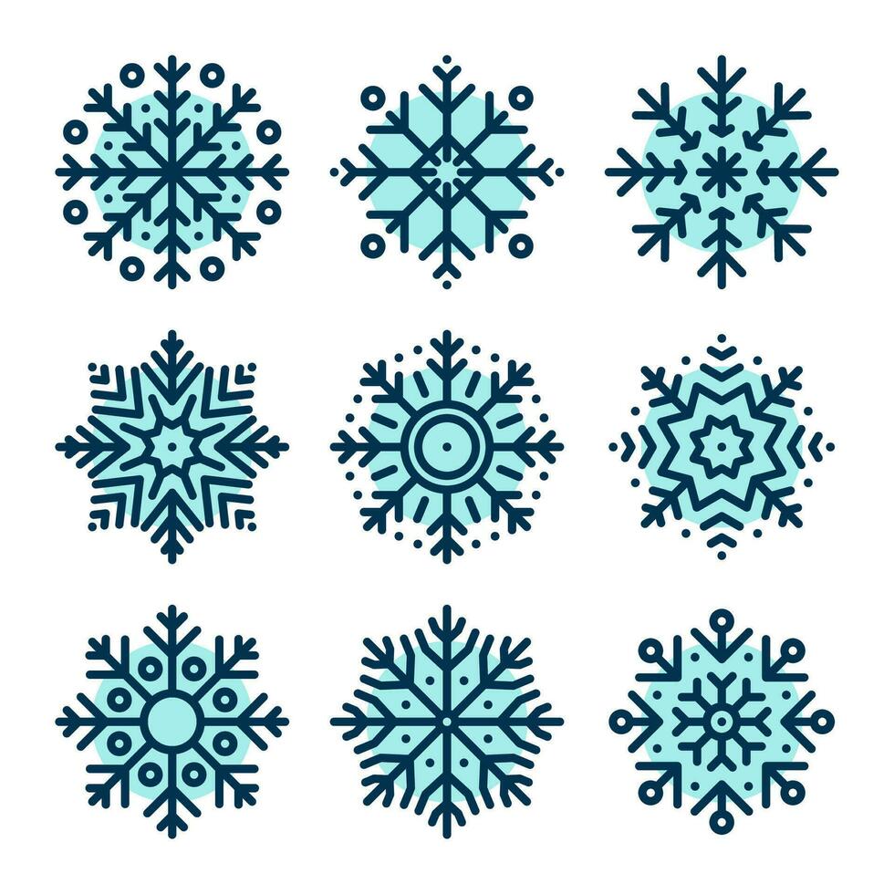 reeks van sneeuwvlok pictogrammen geïsoleerd Aan wit achtergrond. sneeuw pictogrammen silhouet, winter, nieuw jaar en Kerstmis decoratie elementen. vector illustratie.