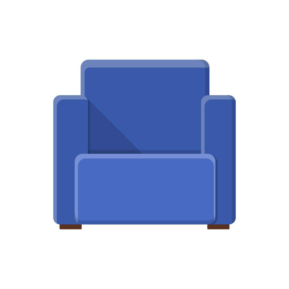 elegant blauw comfortabel modern fauteuil in vlak stijl geïsoleerd Aan wit achtergrond. een deel van de interieur van een leven kamer of kantoor. zacht meubilair voor rust uit en ontspanning. vector illustratie.