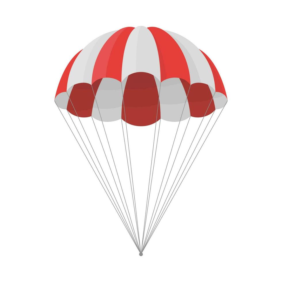 parachute voor lancering lading geïsoleerd Aan wit achtergrond. vrij afdaling en vlucht in ruimte levering cadeaus en goederen met plotseling aangenaam verrassing helpen. vector illustratie.