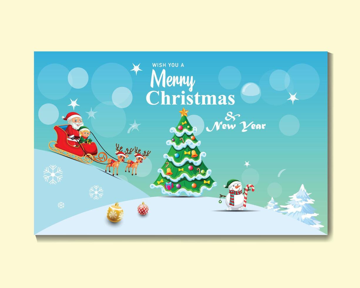 vector vrolijk Kerstmis en gelukkig nieuw jaar groet kaart met Kerstmis boom