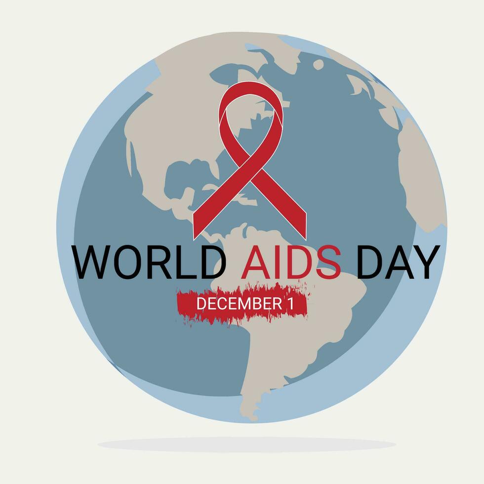 wereld AIDS dag december 1e met rood lint vector