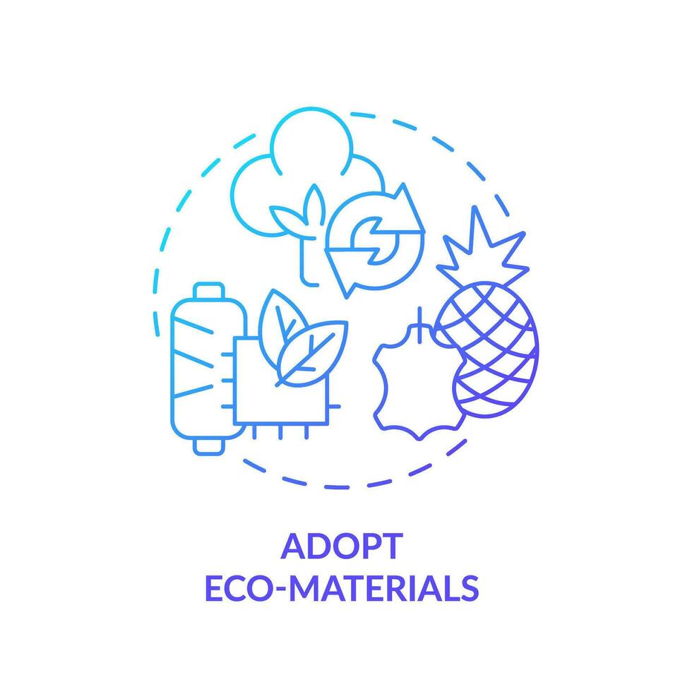 2d helling icoon adopteren eco materialen concept, gemakkelijk geïsoleerd vector, duurzame mode dun lijn blauw illustratie. vector