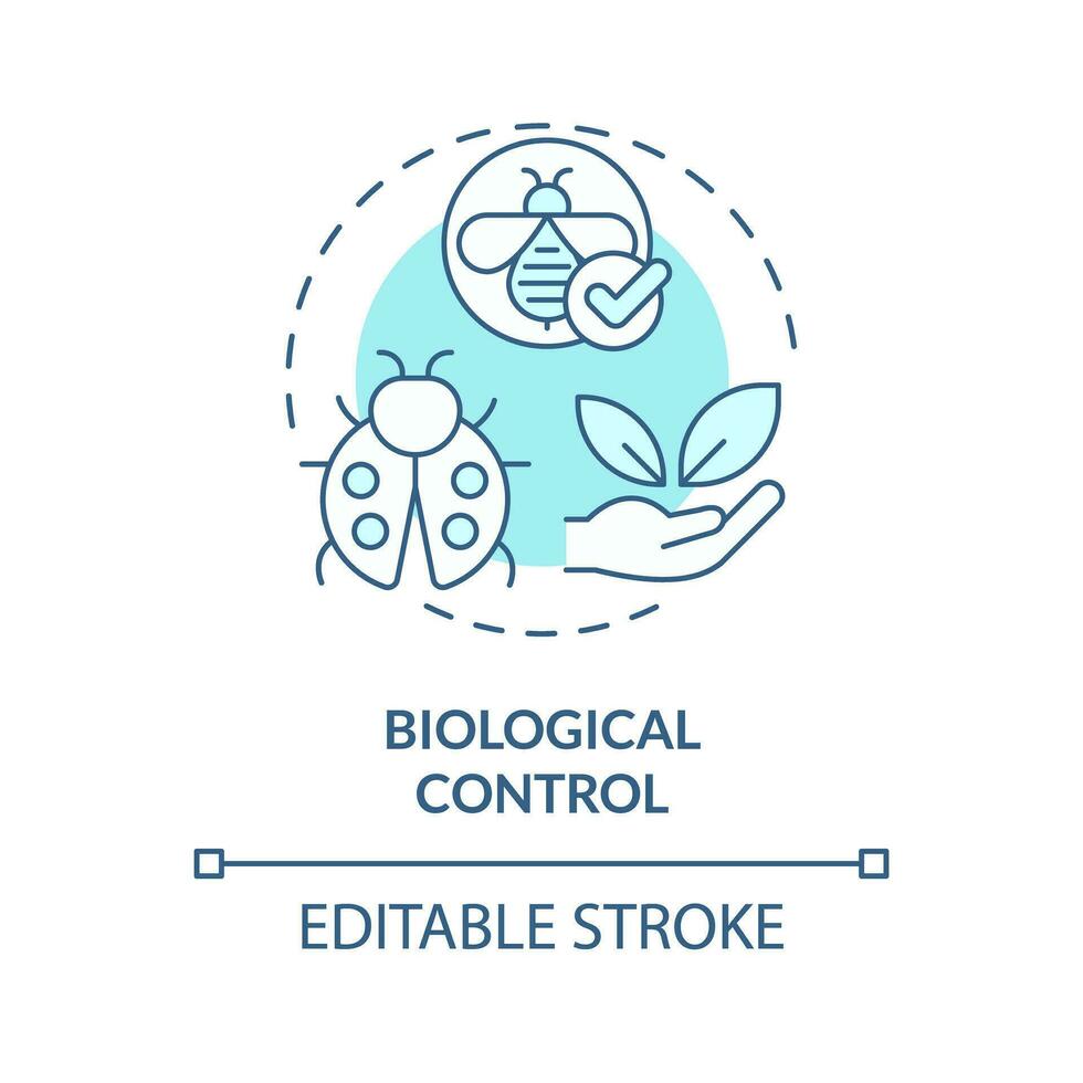 2d bewerkbare blauw biologisch controle icoon, monochromatisch geïsoleerd vector, geïntegreerde plaag beheer dun lijn illustratie. vector