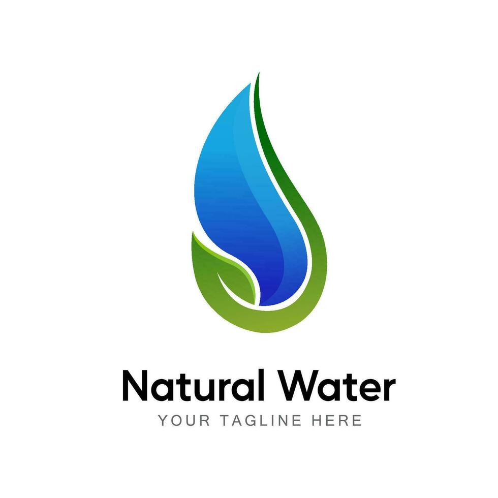 eco water laten vallen blad logo ontwerp vector sjabloon. natuurlijk mineraal Doorzichtig ecologie water aqua logo. groen energie concept icoon.