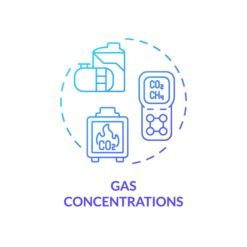 2d helling gas- concentraties icoon, gemakkelijk geïsoleerd vector, klimaat statistieken dun lijn illustratie. vector