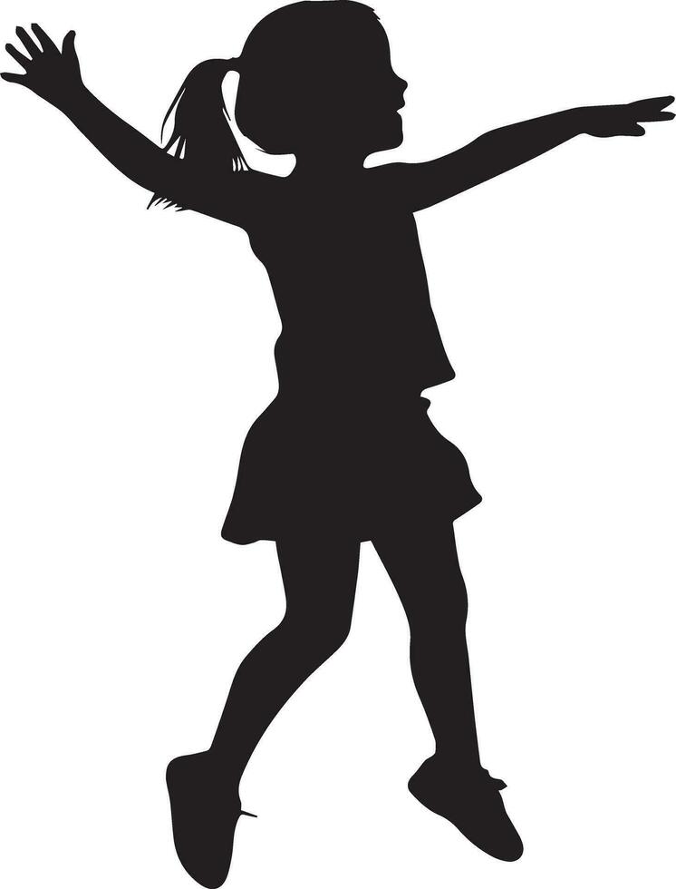 kind jumping vector silhouet zwart kleur 5