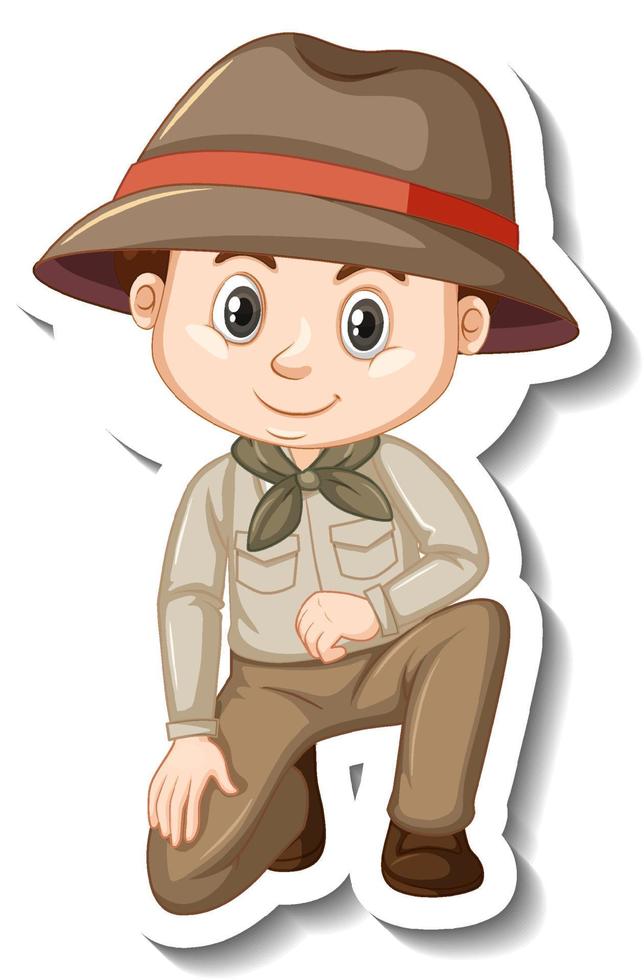 jongen in safari outfit stripfiguur sticker vector