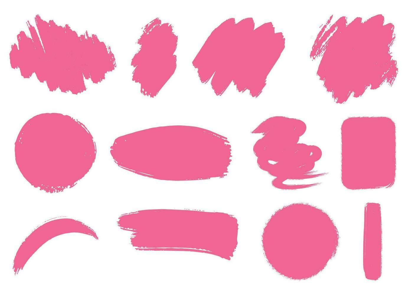 cirkel borstel beroerte set, verticaal borstel beroerte set, roze borstel kunst illustratie vector
