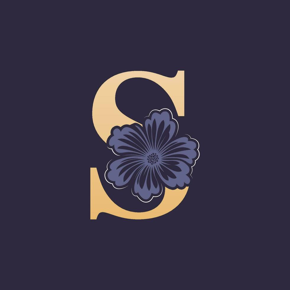 bloemen alfabet s logo met bloem. eerste brief s logo sjabloon vector