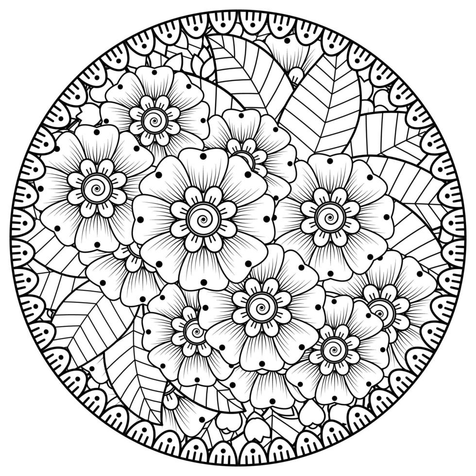 cirkelvormig patroon in de vorm van mandala met bloem voor henna, mehndi, tatoeage, decoratie. vector