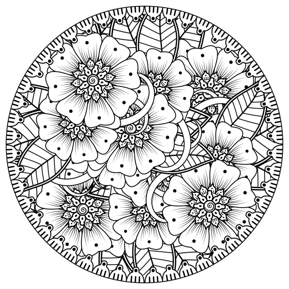 cirkelvormig patroon in de vorm van mandala met bloem voor henna, mehndi, tatoeage, decoratie. vector