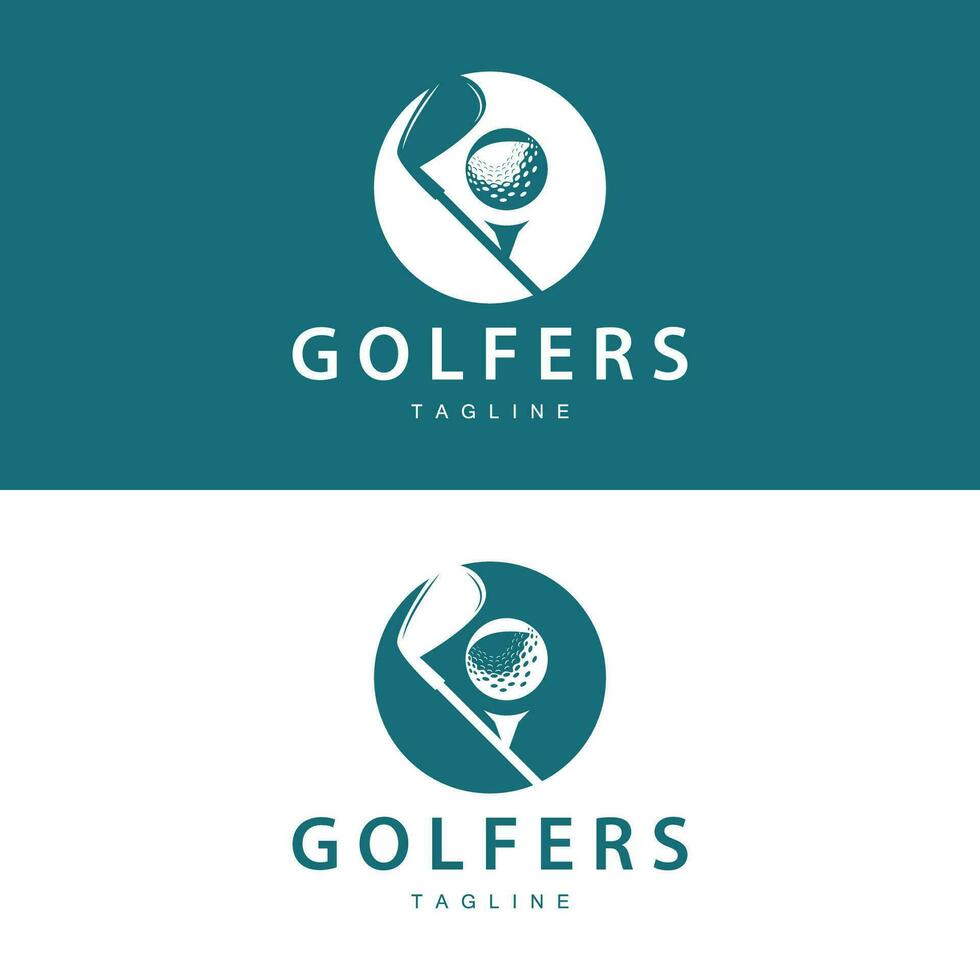 golf logo vector sport golf toernooi kampioen club ontwerp stok en bal, sjabloon illustratie