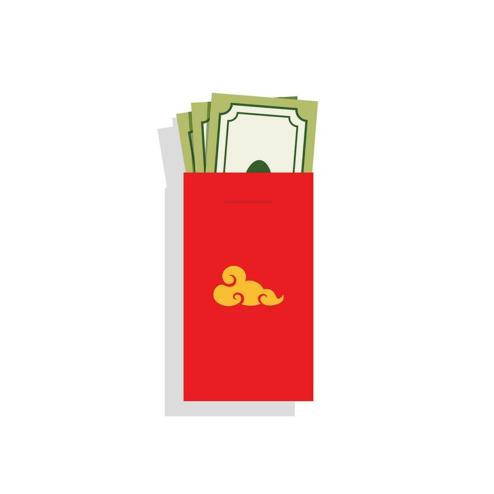 rood envelop en Lucky geld vlak vector illustratie geïsoleerd Aan wit achtergrond. element voor Aziatisch maan- nieuw jaar, Chinese nieuw jaar concept. klem kunst voor groeten kaart, banier, web, sticker.
