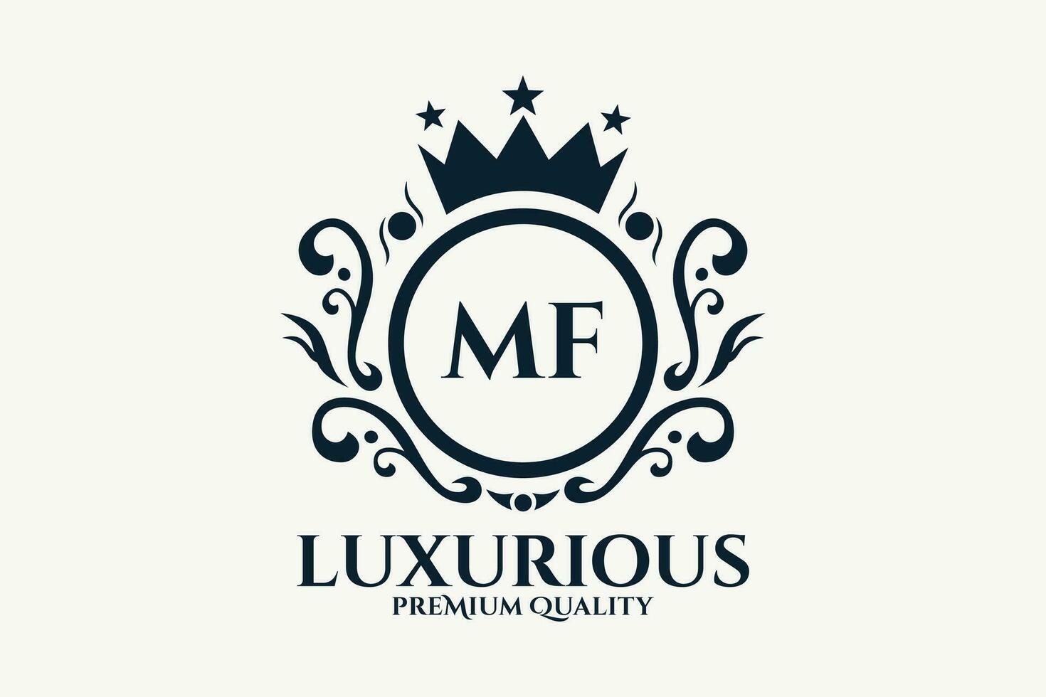eerste brief mf Koninklijk luxe logo sjabloon in vector kunst voor luxueus branding vector illustratie.