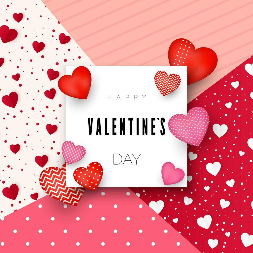 gelukkig valentijnsdag dag groet kaart of uitnodiging ontwerp. februari 14 dag van liefde en romantisch. vakantie banier met rood harten. vector illustratie