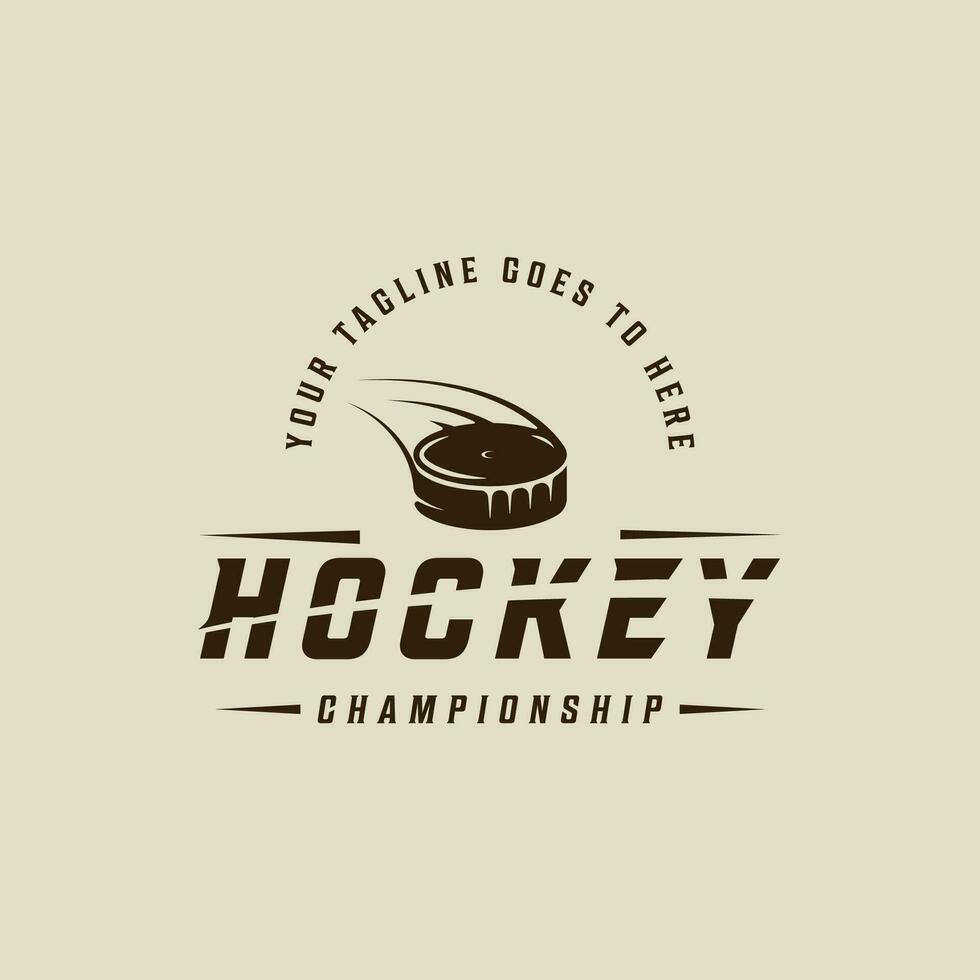 ijs hockey puck logo wijnoogst vector illustratie sjabloon icoon grafisch ontwerp. winter sport club teken of symbool voor toernooi of overhemd afdrukken postzegel met typografie stijl