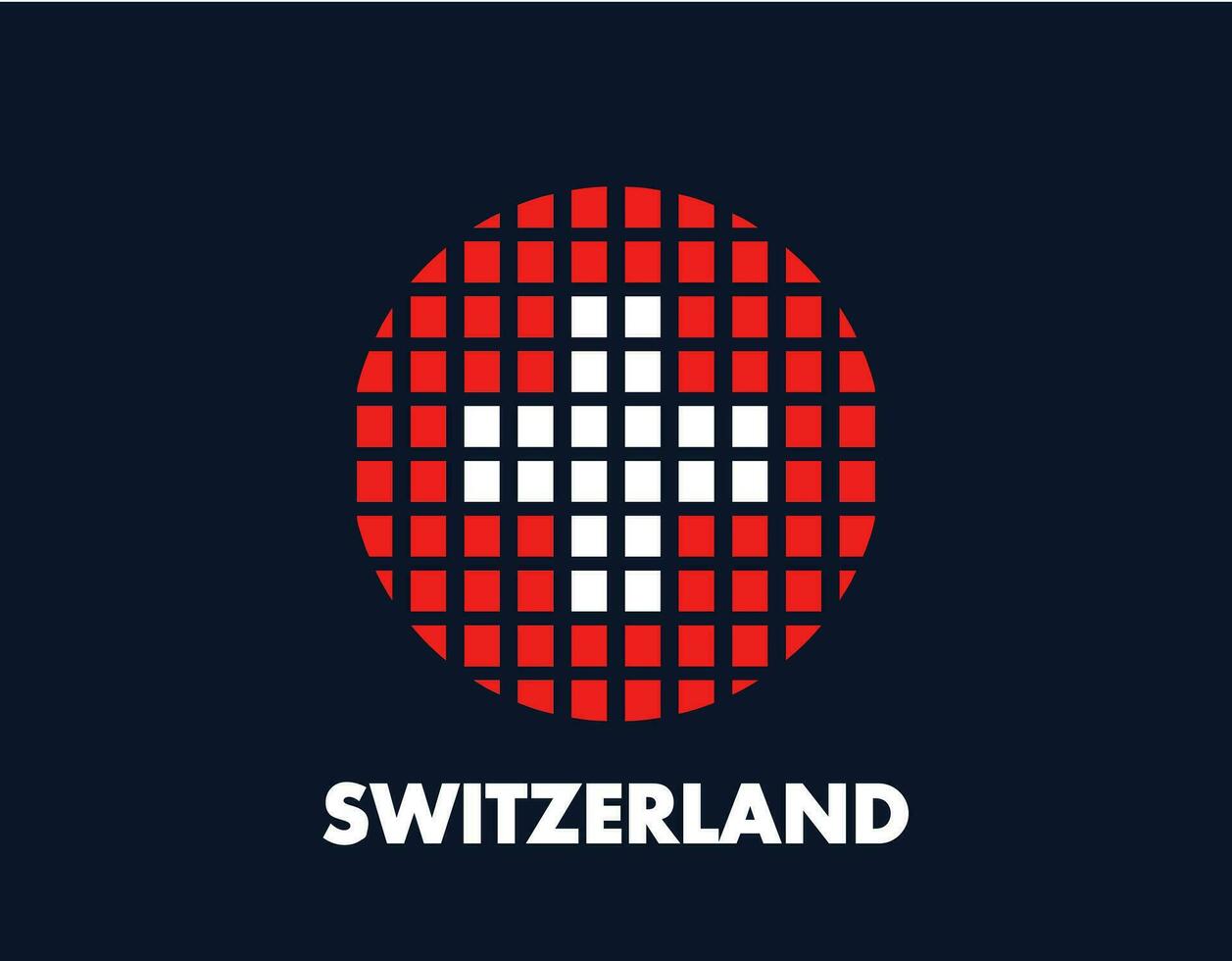 de Zwitserland ronde vlag icoon. ontwerp vlag met de arrangement van pleinen dat het formulier een cirkel. vlag met rood en wit. vector
